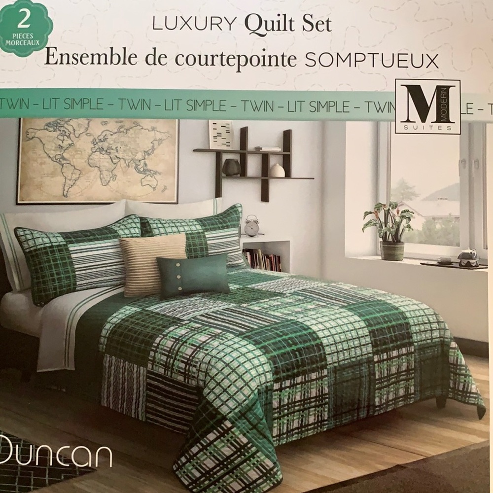 Blue Quilted Embroidered Twin Set